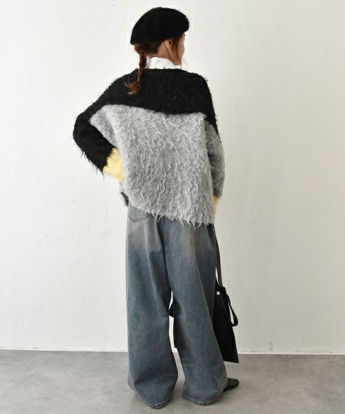 HUMS｜ウェーブ配色ニット [[RNK-25114]][C]