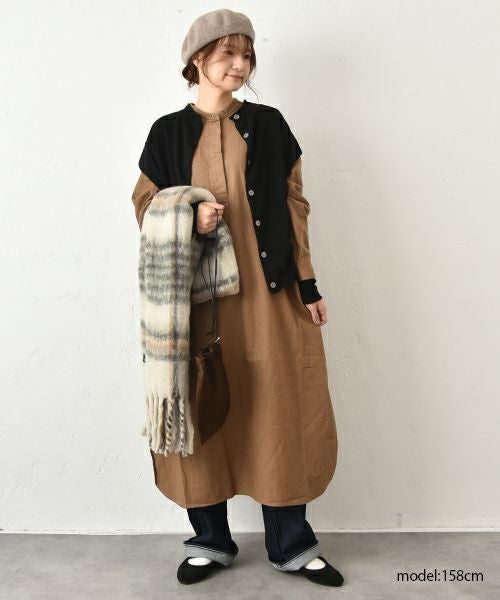 HEAVENLY｜綿麻バンドカラーワンピース [[2550012]][C]