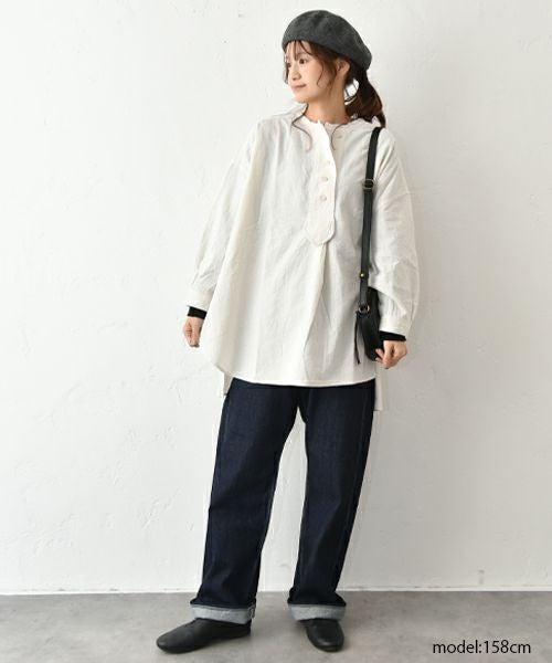 tumugu｜コットンリネン先染めライトキャンパスプルオーバー [[TB25407]][C]