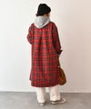 Our.｜タータンチェック起毛ミドル丈アウター [[Our-018]][C]
