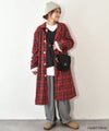 Our.｜タータンチェック起毛ミドル丈アウター [[Our-018]][C]