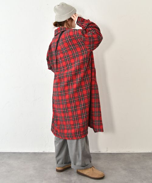 Our.｜タータンチェック起毛ミドル丈アウター [[Our-018]][C]