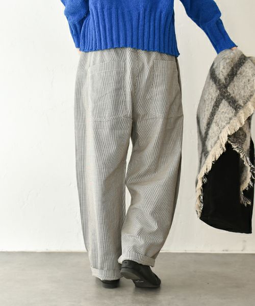NARU｜綿麻ウール千鳥ノッポパンツ [[659926]][C]