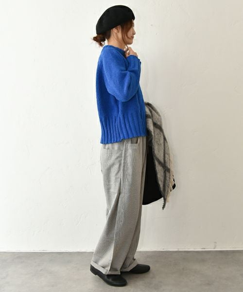 NARU｜綿麻ウール千鳥ノッポパンツ [[659926]][C]