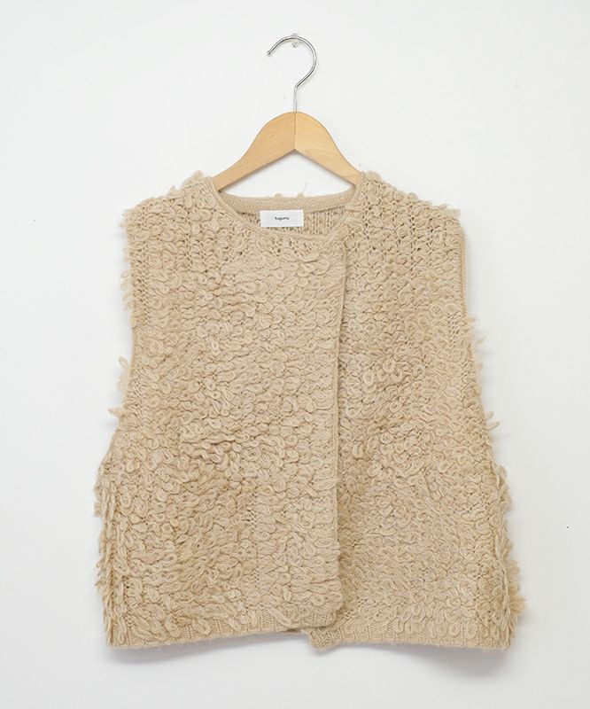 hagumu｜ふわふわループ編みショートベスト [[ha-BE-37]][C]