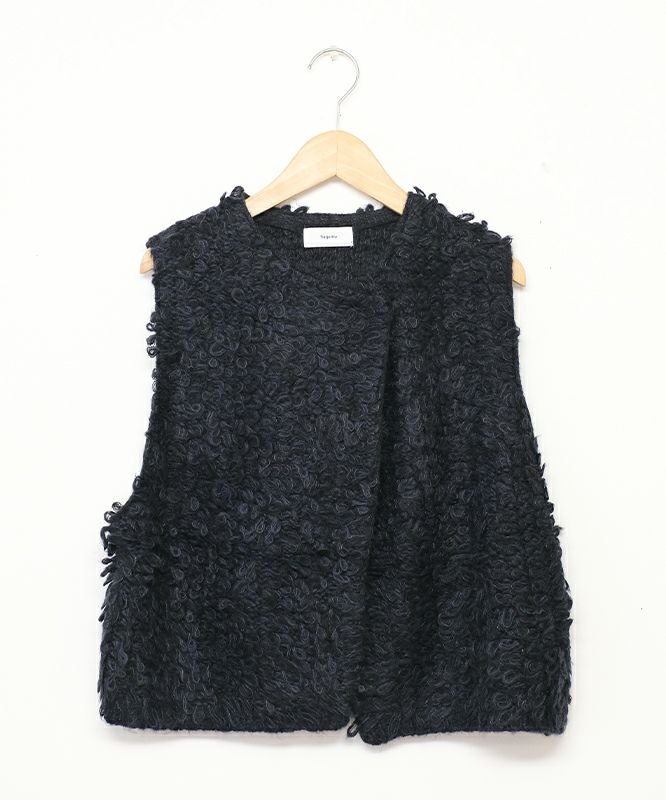 hagumu｜ふわふわループ編みショートベスト [[ha-BE-37]][C]
