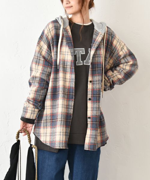 IN THE MARKET｜裏起毛フード付きシャツ [[4267041]][C]