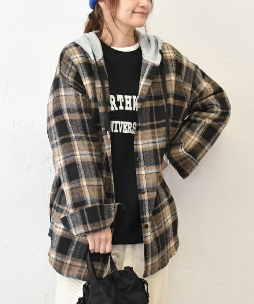 IN THE MARKET｜裏起毛フード付きシャツ [[4267041]][C]