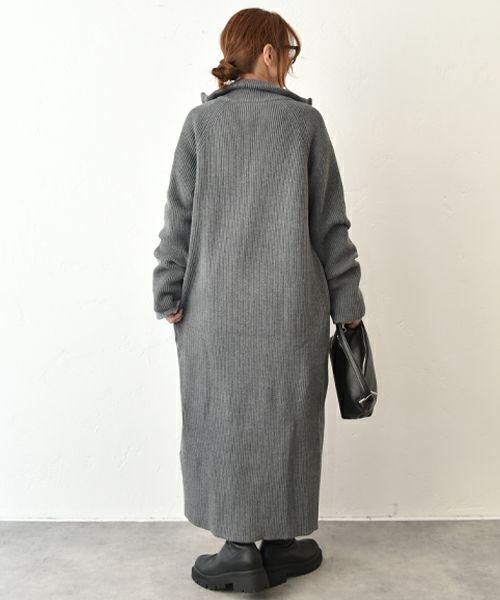バックラッシュ ロングカーディガン グレー HUMS｜ジップアップロングカーディガン [[MT-0467]][C] | ma28 ONLINE
