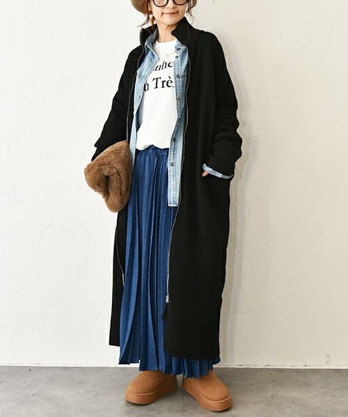 HUMS｜ジップアップロングカーディガン [[MT-0467]][C]