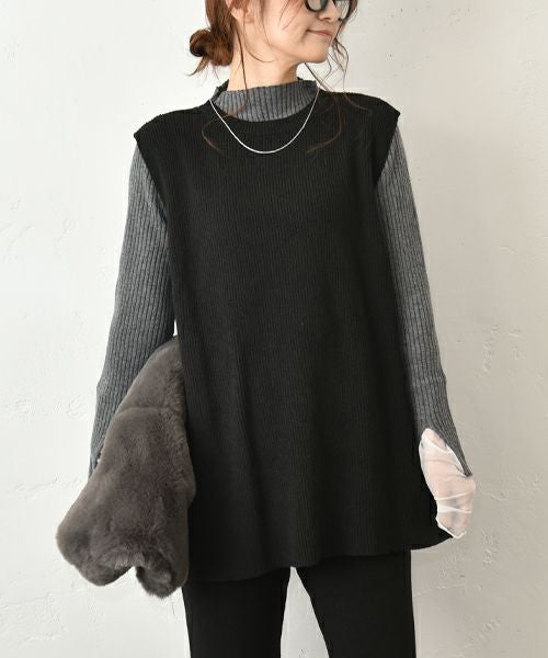 HUMS｜リブニットバックスリットベスト [[32664Y233]][C]