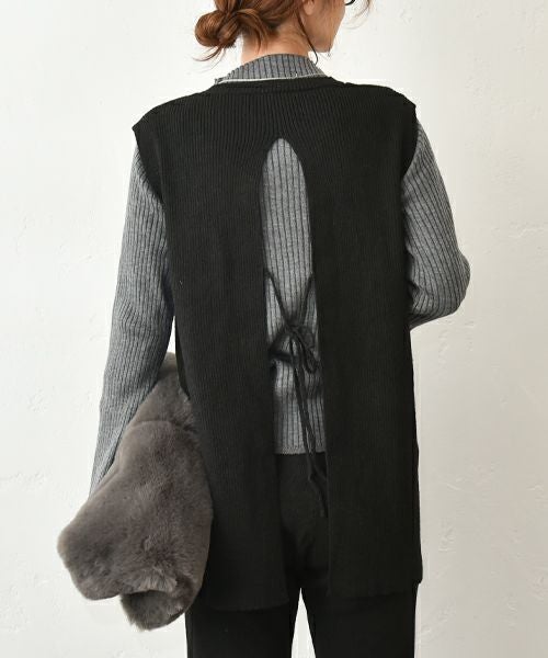 HUMS｜リブニットバックスリットベスト [[32664Y233]][C]