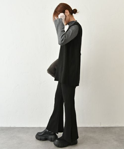 HUMS｜リブニットバックスリットベスト [[32664Y233]][C]