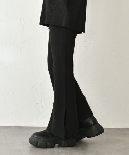 HUMS｜ニットセミフレアスリットパンツ [[32665Y234]][C]