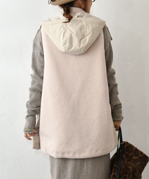 HUMS｜ボア×ナイロン フードベスト [[WDN5166]][C]