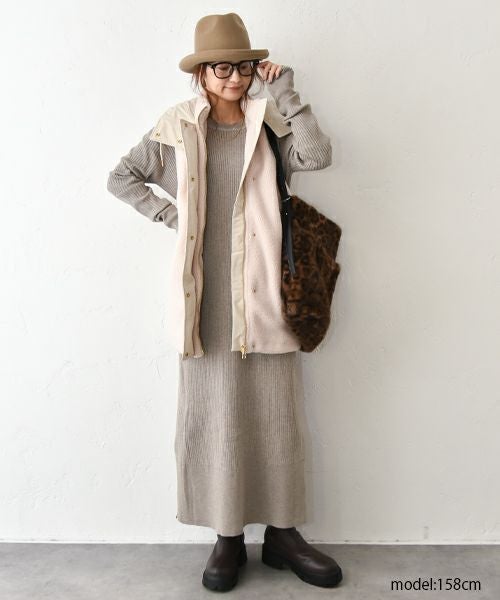 HUMS｜ボア×ナイロン フードベスト [[WDN5166]][C]