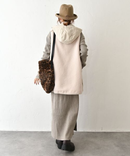 HUMS｜ボア×ナイロン フードベスト [[WDN5166]][C]