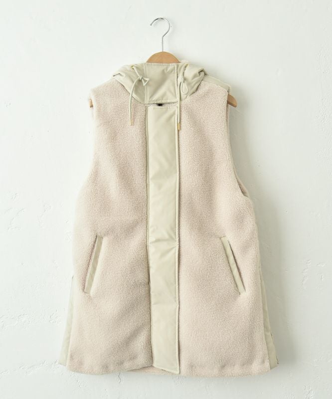 HUMS｜ボア×ナイロン フードベスト [[WDN5166]][C]