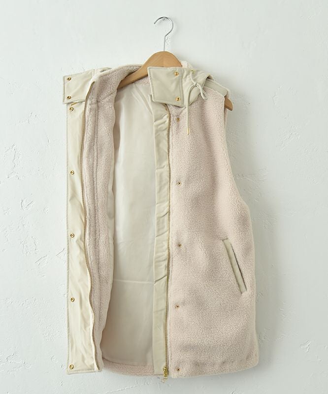 HUMS｜ボア×ナイロン フードベスト [[WDN5166]][C]