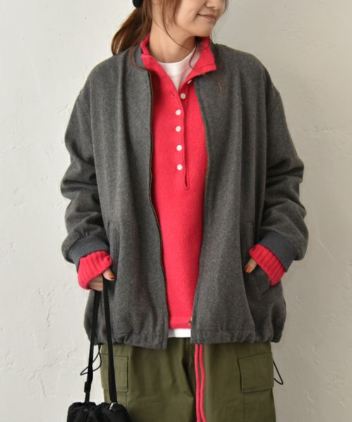 Our.｜圧縮ウール風ジップアップアウター [[131335H]][C]