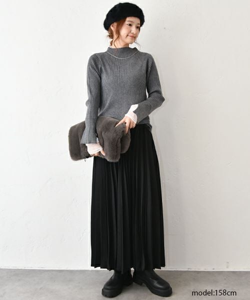 HUMS｜チュールレイヤードリブニット [[RNK-25119]][C]