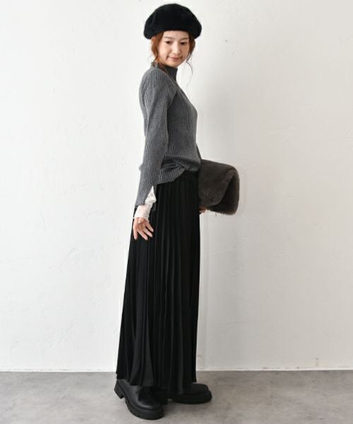 HUMS｜チュールレイヤードリブニット [[RNK-25119]][C]