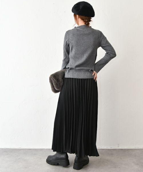 HUMS｜チュールレイヤードリブニット [[RNK-25119]][C]