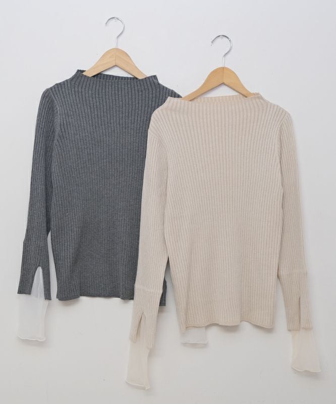 HUMS｜チュールレイヤードリブニット [[RNK-25119]][C]