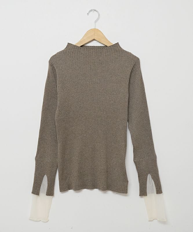 HUMS｜チュールレイヤードリブニット [[RNK-25119]][C]