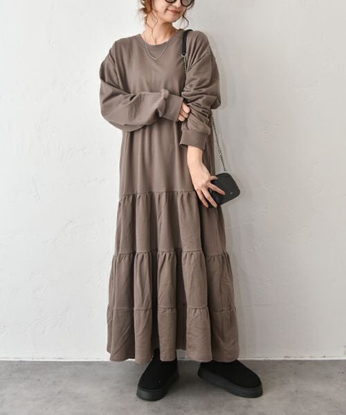 HUMS｜裏起毛ティアードワンピース [[C-5114]][C]