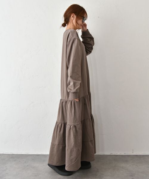 HUMS｜裏起毛ティアードワンピース [[C-5114]][C]