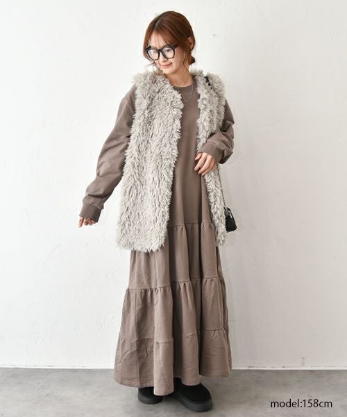 HUMS｜裏起毛ティアードワンピース [[C-5114]][C]