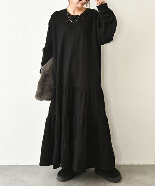 HUMS｜裏起毛ティアードワンピース [[C-5114]][C]