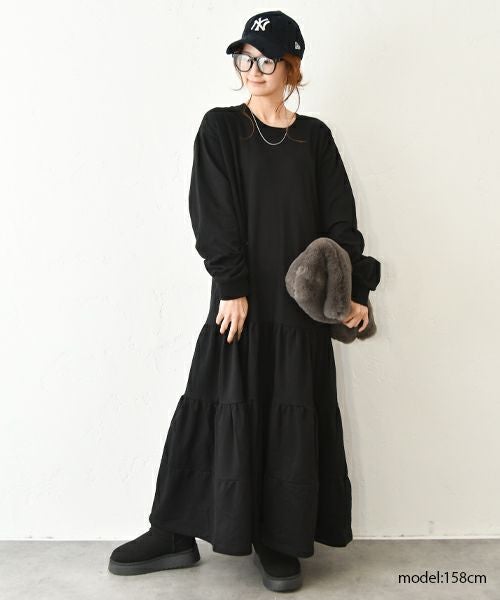 HUMS｜裏起毛ティアードワンピース [[C-5114]][C]