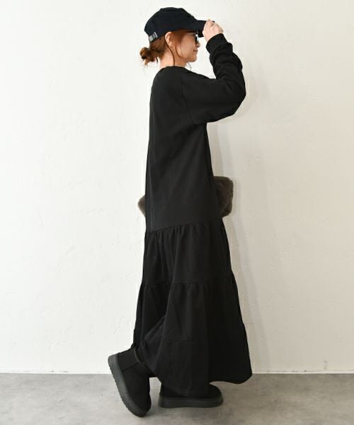 HUMS｜裏起毛ティアードワンピース [[C-5114]][C]