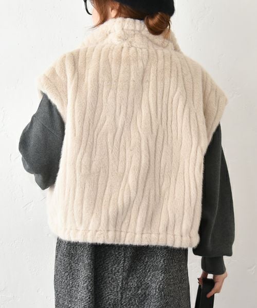 HUMS｜ファー×キルティングリバーシブルベスト [[104521]][C]