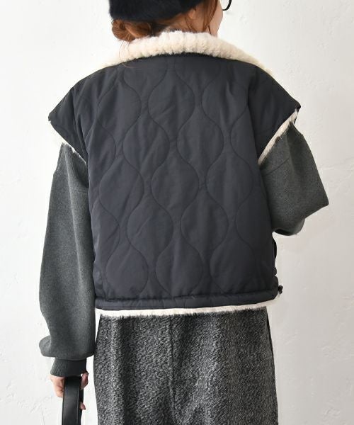 HUMS｜ファー×キルティングリバーシブルベスト [[104521]][C]