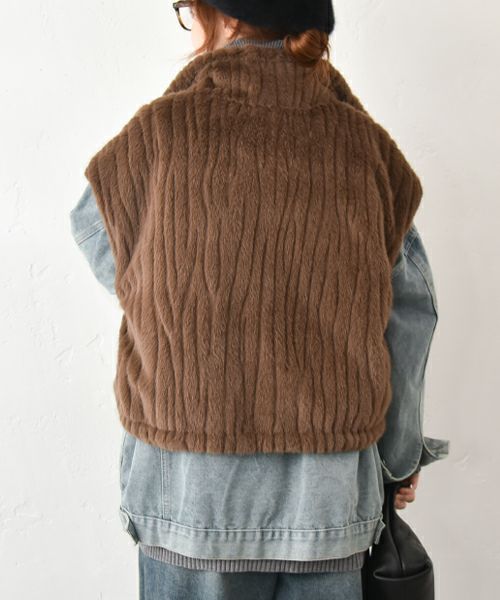 HUMS｜ファー×キルティングリバーシブルベスト [[104521]][C]