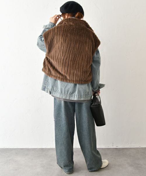 HUMS｜ファー×キルティングリバーシブルベスト [[104521]][C]