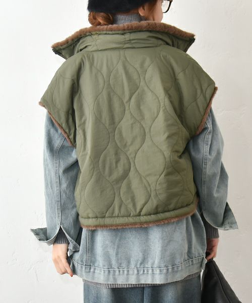 HUMS｜ファー×キルティングリバーシブルベスト [[104521]][C]