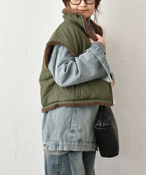 HUMS｜ファー×キルティングリバーシブルベスト [[104521]][C]