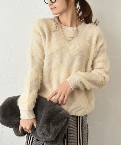  HUMS｜シャギー切替ニット [[4104523]][C]