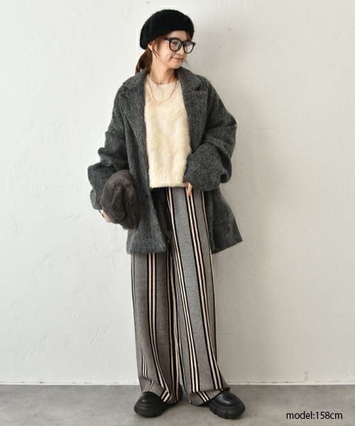  HUMS｜シャギー切替ニット [[4104523]][C]