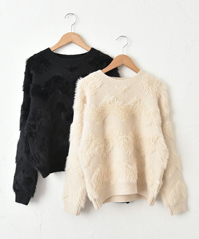  HUMS｜シャギー切替ニット [[4104523]][C]