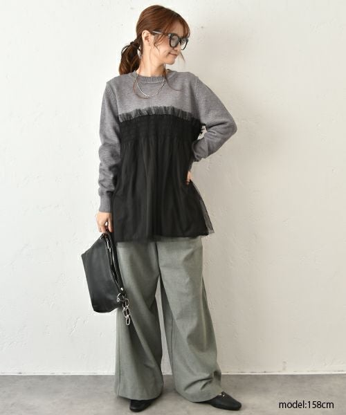 HUMS｜異素材切り替えニット [[9104525]][C]