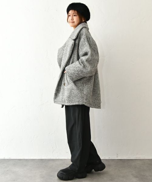 HUMS｜ダブルテーラードショートコート [[MT-0497]][C]