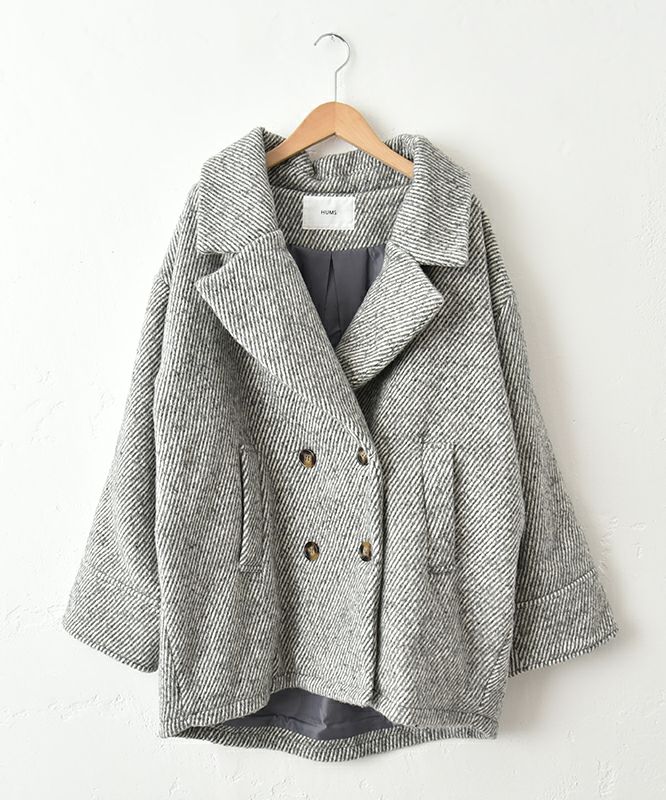  HUMS｜ダブルテーラードショートコート [[MT-0497]][C]