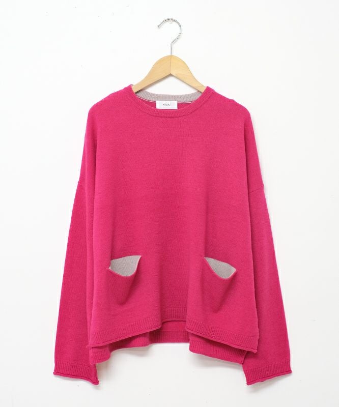 hagumu｜配色ポケット付きワイドニット [[ha-PO-46]][C]