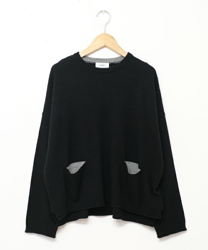 hagumu｜配色ポケット付きワイドニット [[ha-PO-46]][C]