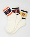  UNIVERSAL　OVERALL｜カレッジロゴ レディース3Pソックス [[LU-619]][C]